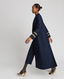 Double breasted wool cloth long coat Midnight Blue Woman 192TT2160-01