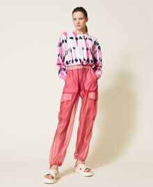 Cropped sweatshirt with tie-dye print Neon Pink Tie & Dye Woman 221AT256A-03