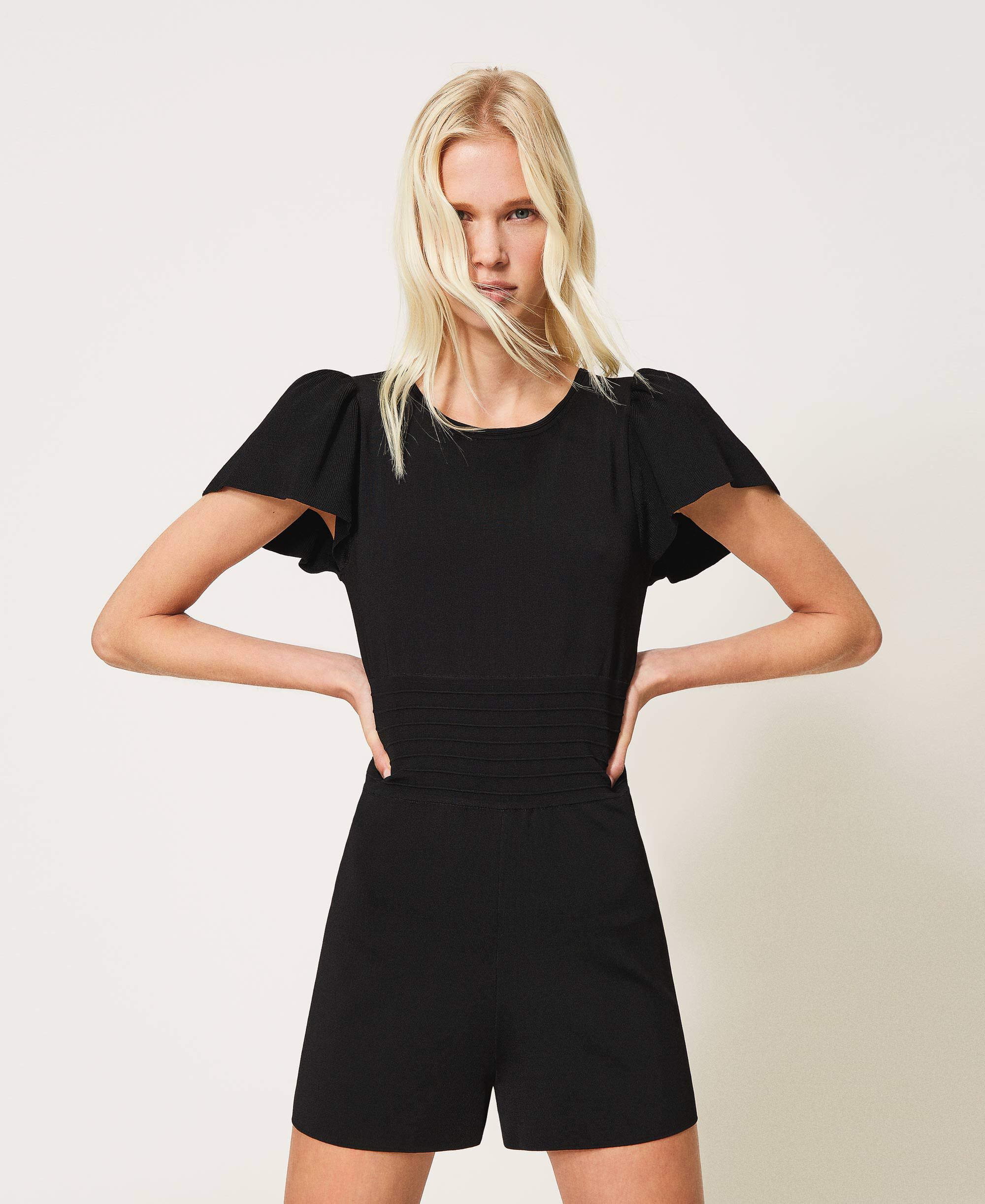Short knit jumpsuit Woman, Black | TWINSET Milano