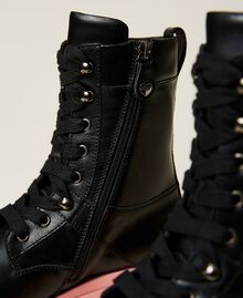 Leather combat boots with contrasting sole Black Child 222GCJ050-04