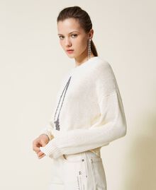 Recycled yarn jumper with sequins Pale Cream Woman 221AT3190-03
