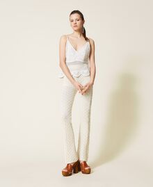 Pantalon en maille avec bandes en crochet Chantilly Femme 221AT3240-03