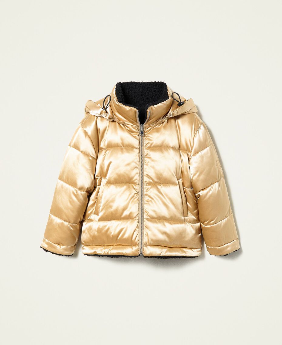 Reversible puffer jacket with faux fur Off White Child 222GJ211E-0S