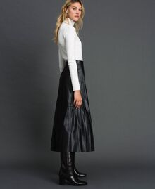 Faux leather pleated midi skirt Black Woman 192ST2015-02