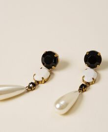 Pendant earrings with bezels Bicolour "Snow" White / Black Woman 212TA4017-02