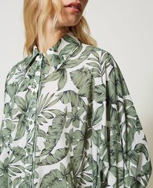Camicia over in mussola stampata Stampa Palm Verde "Turtle Green" Donna 231LM2PAA-04