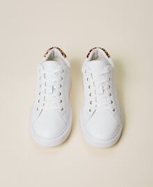 Ledersneaker mit Animaldetail Weiß Frau 222TCP060-05