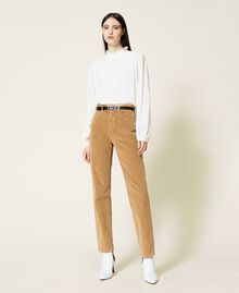 Straight corduroy trousers “Golden Rock” Beige Woman 212TT2323-02