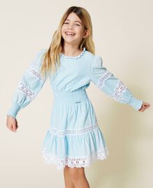 Muslin dress with lace "Cool Blue” Light Blue Child 221GJ2Q50-03