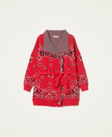 Jacquard cardigan with fringes "Fire Red" / Black / Lily Paisley Jacquard Woman 221TP3370-0S