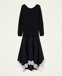 Midi knit dress with inserts Bicolour Black / "Snow" White Woman 222TT3283-0S