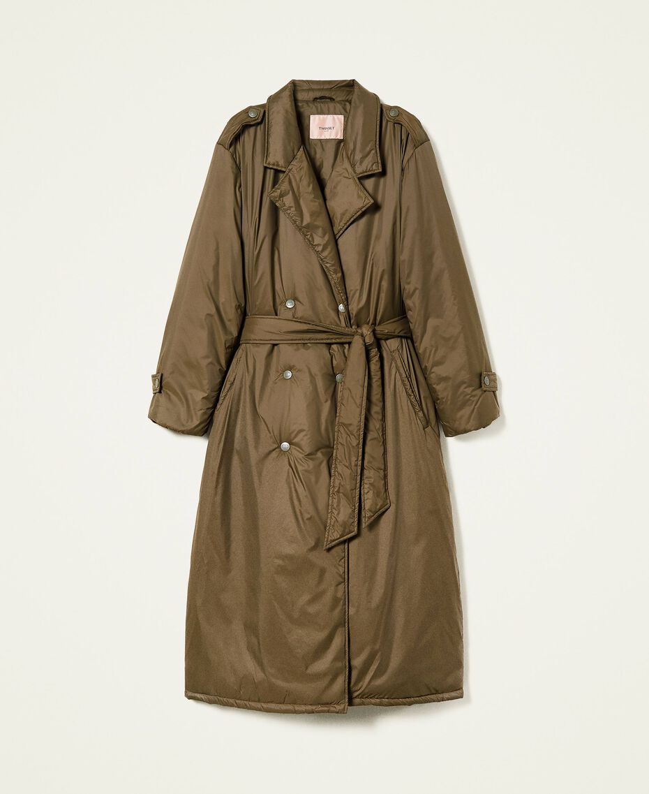 Padded trench coat with belt Alpine Green Woman 222TP2210-0S