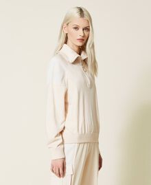 Regular jumper with inserts "Mystic White" Woman 221LL32AA-02