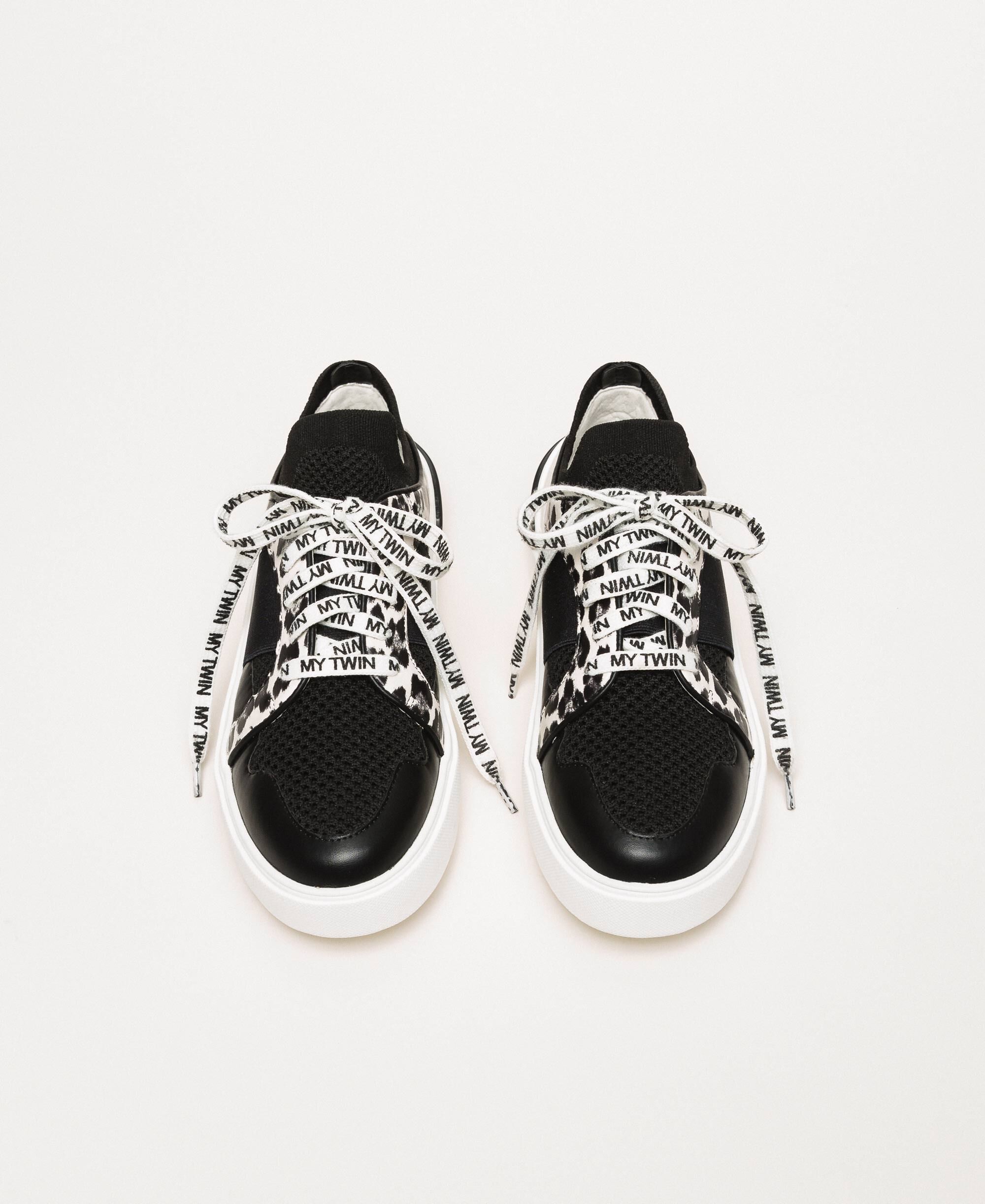 Mesh trainers with animal print detail