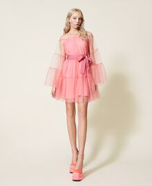Short flounced tulle dress “Candy” Pink Woman 222AP2046-0T