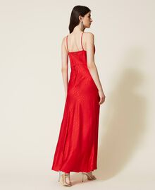 Long jacquard satin dress Poppy Red Woman 222TT2124-03