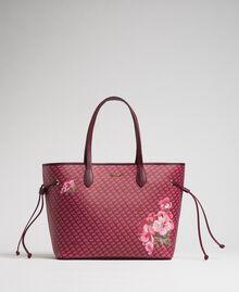 Printed shopper with clutch Beet Red Butterfly Floral Print Woman 192TA7017-03