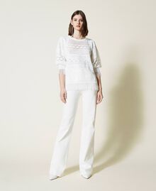 Lace stitch jumper with fringes Lily Woman 221TP3030-0T