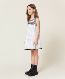 Dress with embroidery Bicolour Off White / Black Child 221GJ2100-03