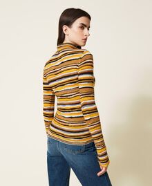 Fitted multicoloured turtleneck Multicolour "Mustard" Brown Woman 222AP3353-04