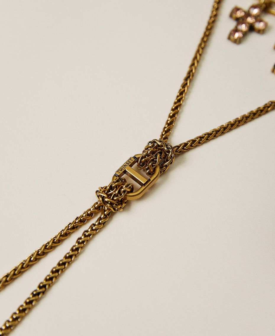 Chain necklace with stones and rhinestones “Aged Coppery Brass” Gold Woman 222TO5062-03