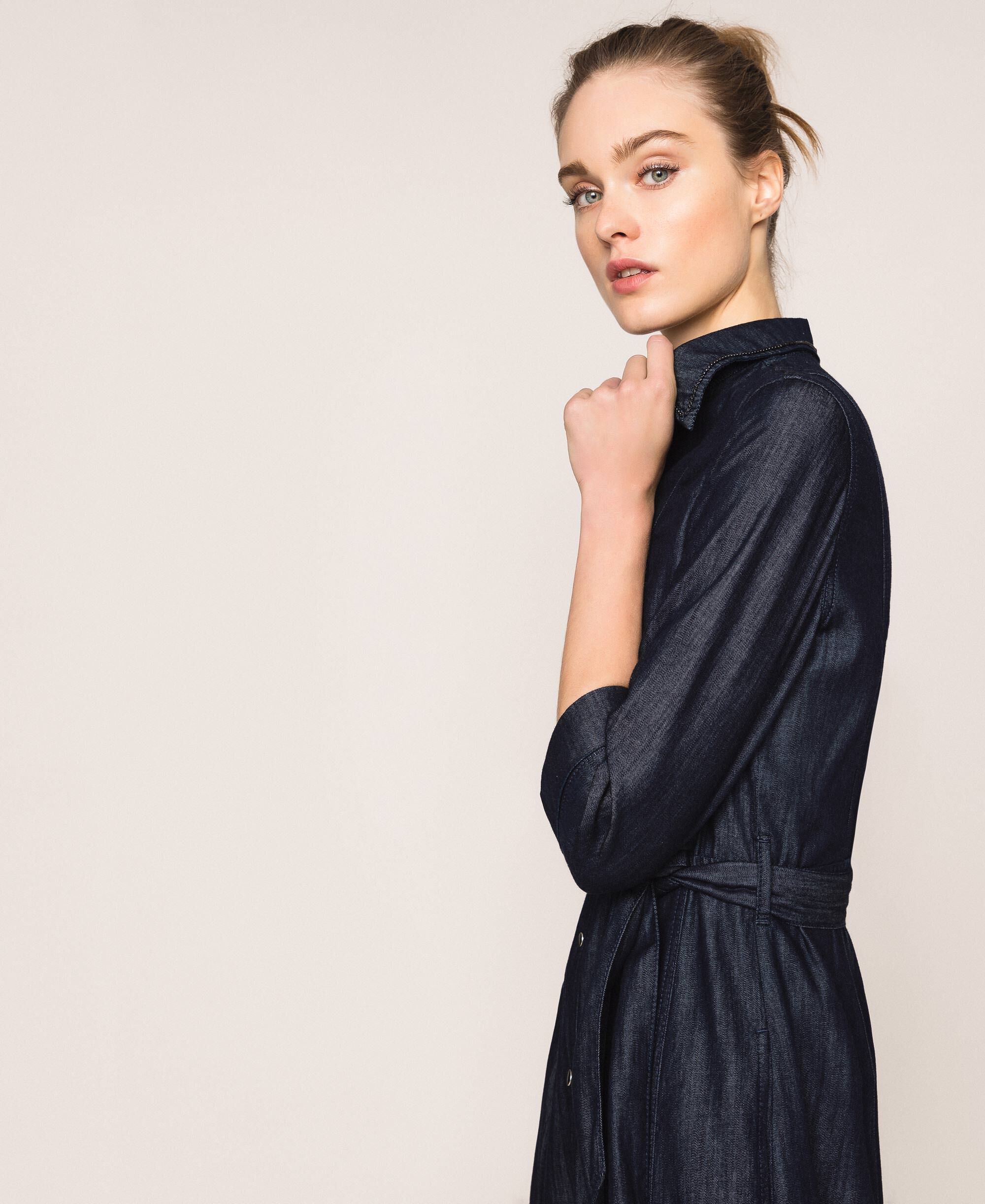 Long denim shirt dress Woman, Blue TWINSET Milano