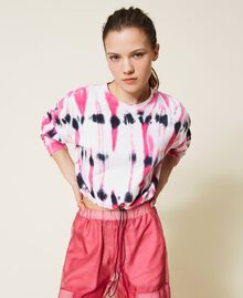 Cropped sweatshirt with tie-dye print Neon Pink Tie & Dye Woman 221AT256A-06