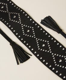 Leather sash belt with studs Black Woman 222TA406L-03