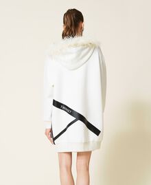 Scuba jacket with feathers White Gardenia Woman 221AT2393-05