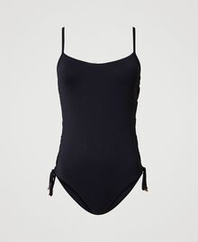 One-piece swimsuit with tie-up laces Black Woman 231LBMH00-0S
