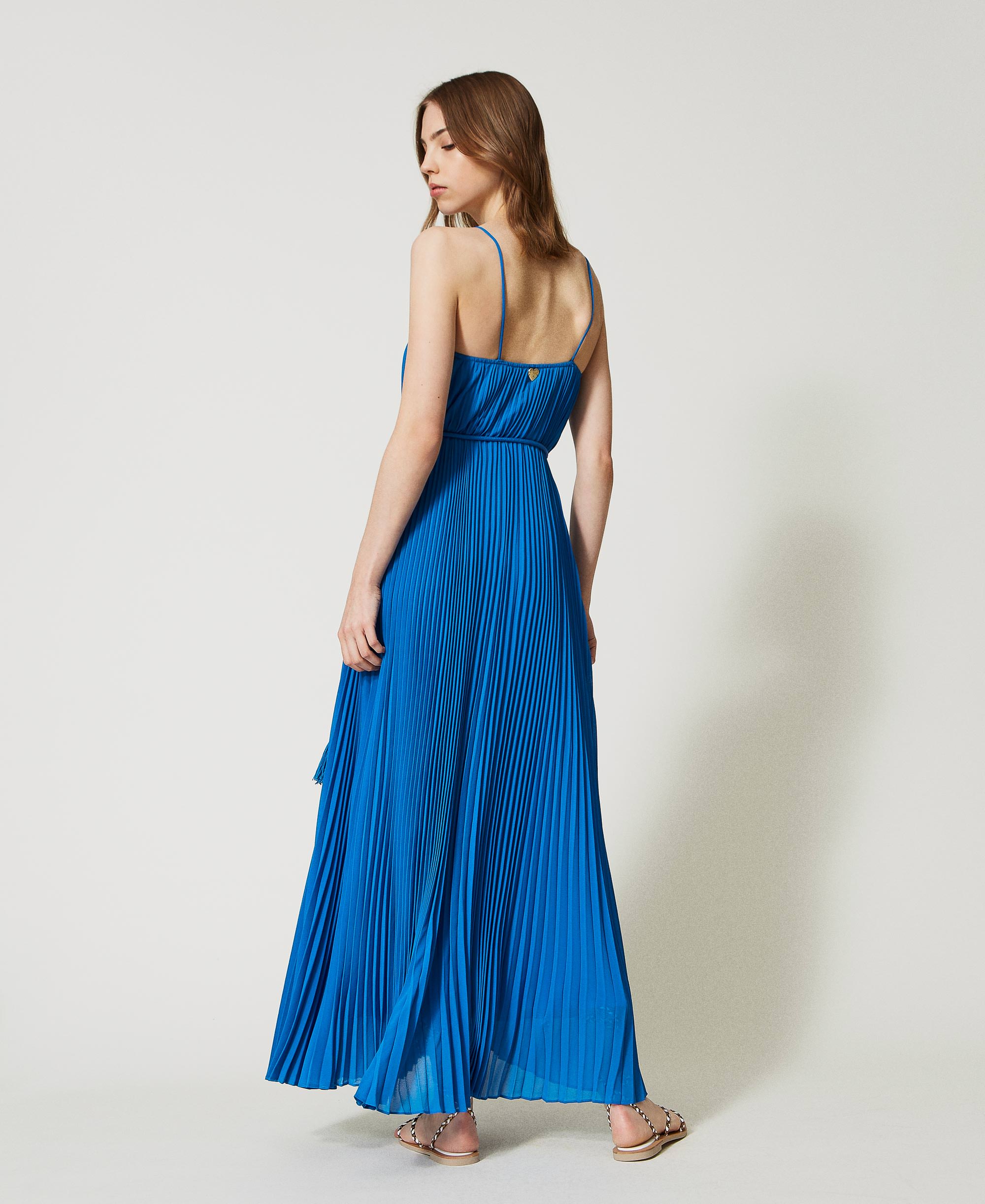 pleated-long-dress-with-belt-woman-blue-twinset-milano