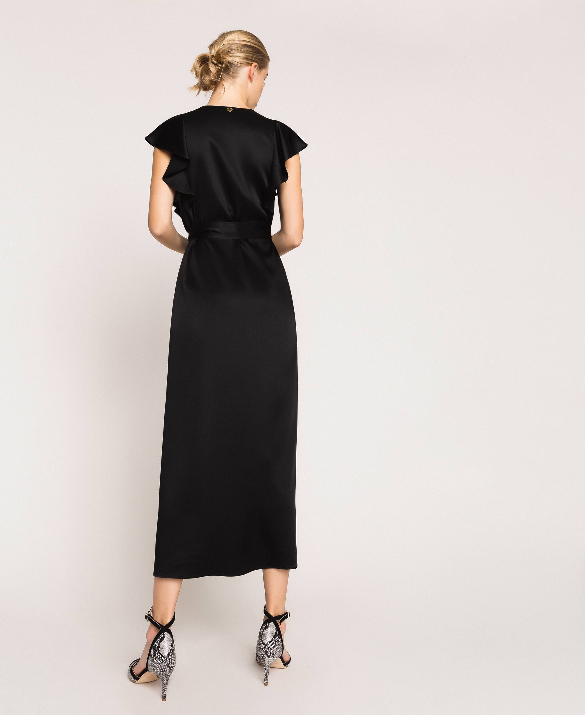 Vestidos de chiffon con volantes en las mangas y tirantes finos Azul