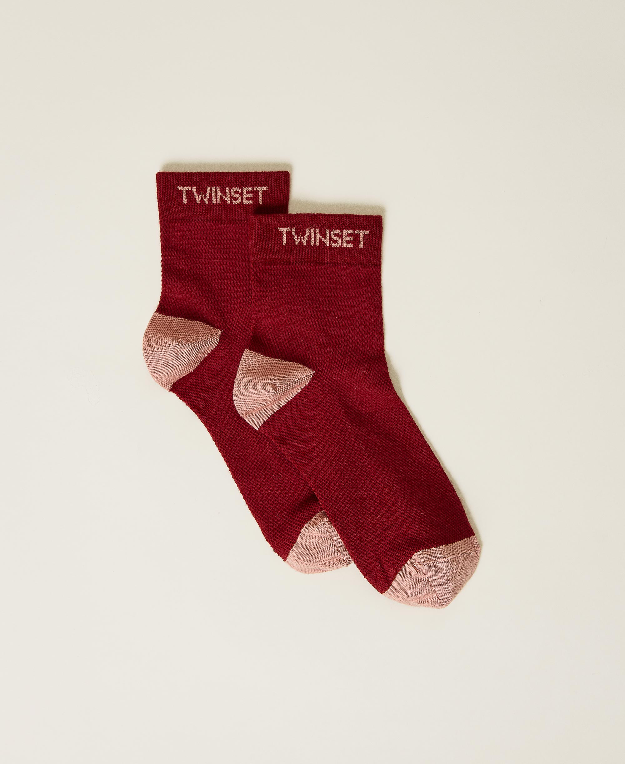 Medias de mezcla de algodón logotipo Mujer, Rojo | TWINSET Milano