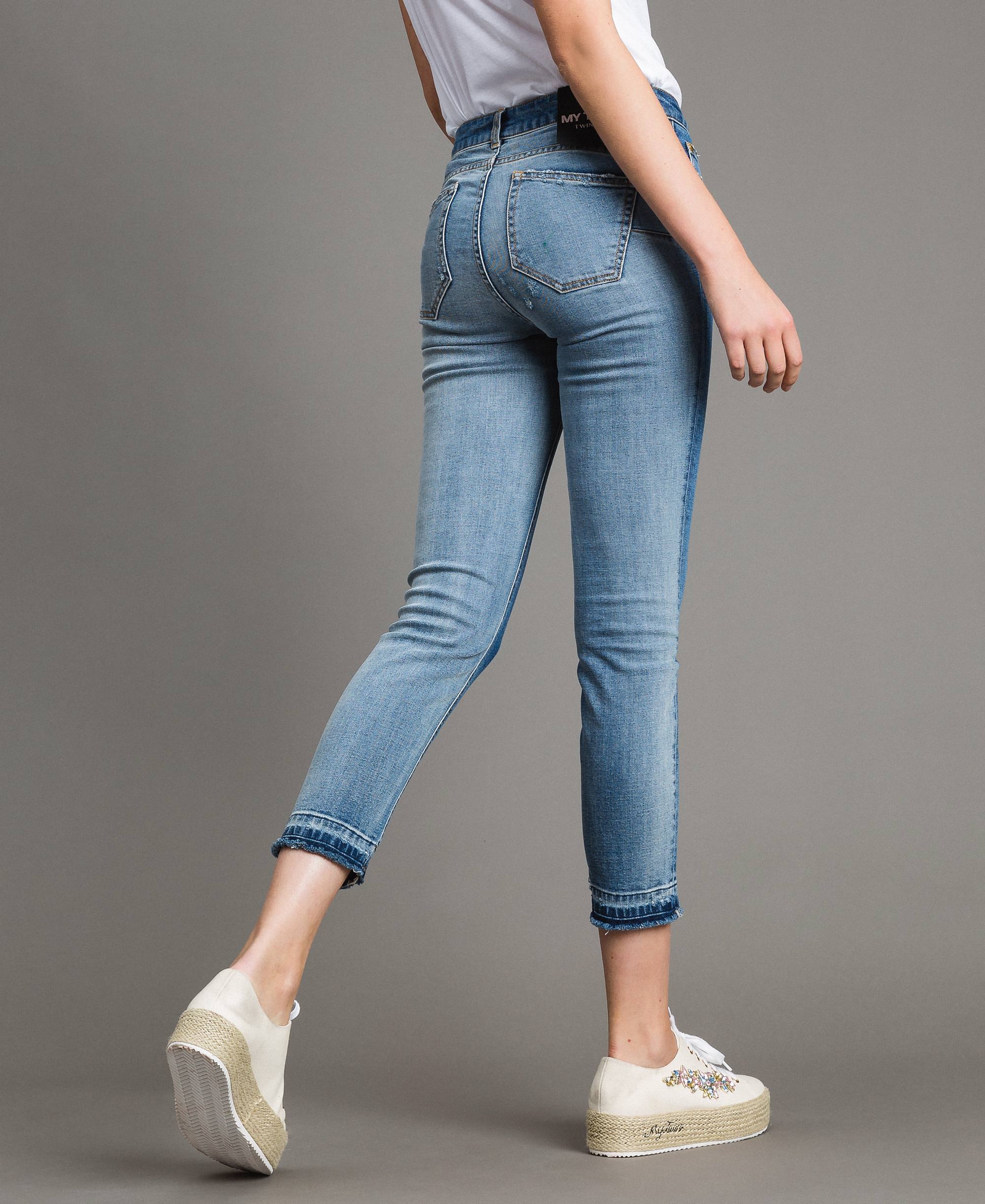 Ladies New Look Skinny Frayed Hem Jeans Blue Sizes 8-16 Leg 25 26 27 28