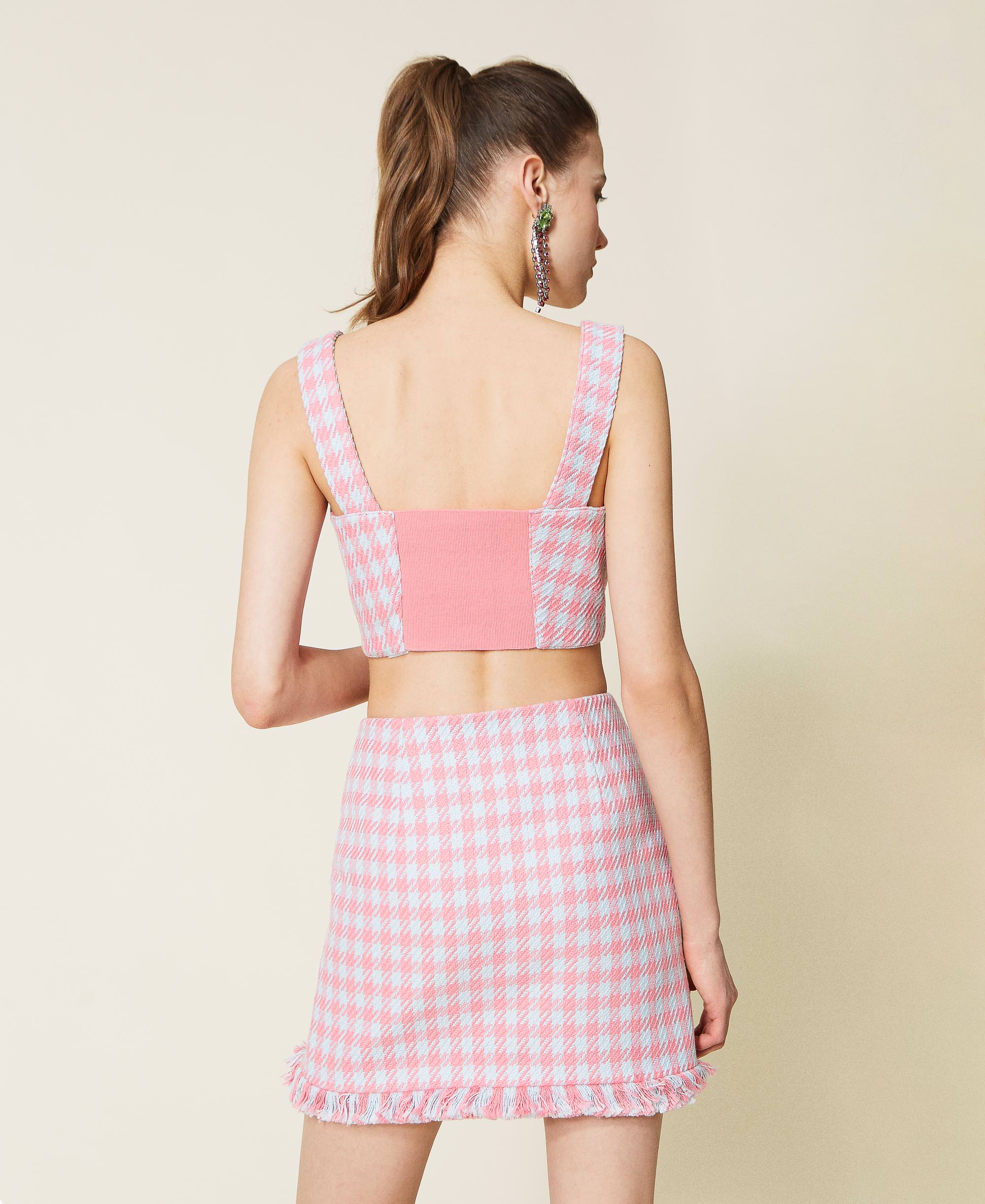 Houndstooth cropped top Woman, Pink ...