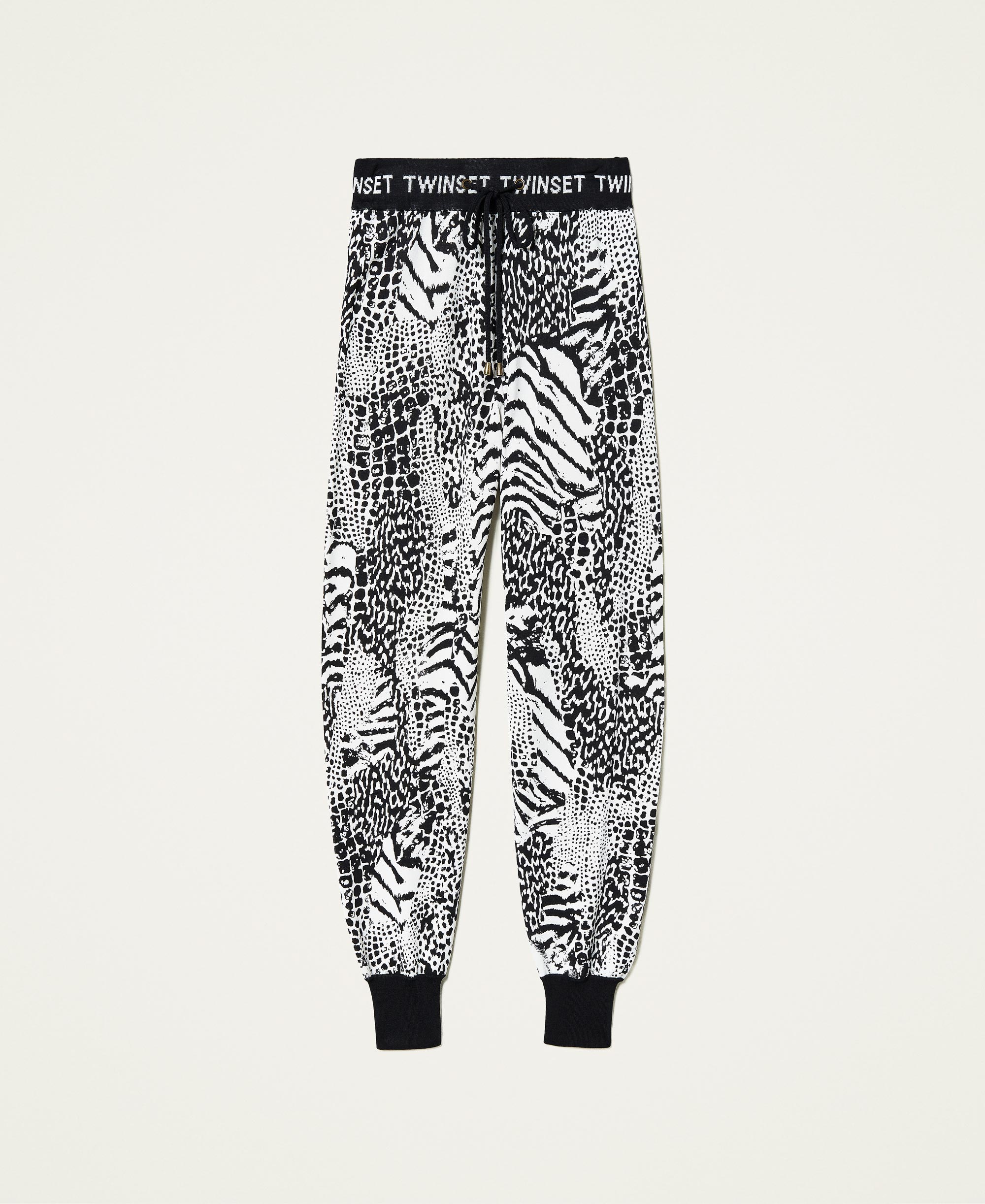 Animal print joggers with logo Woman 
