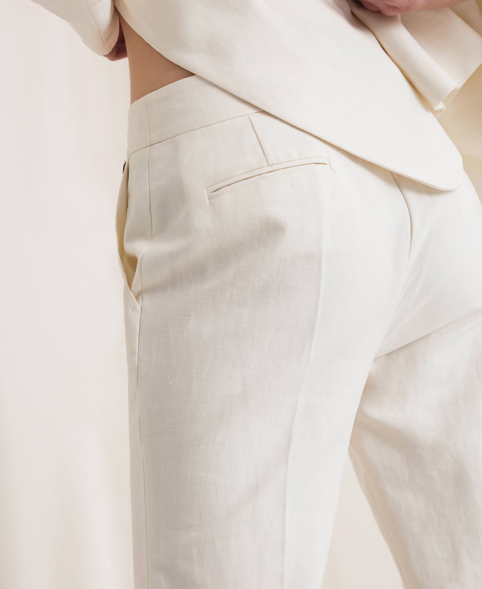Pantaloni a sigaretta in misto lino Donna, Bianco | TWINSET Milano