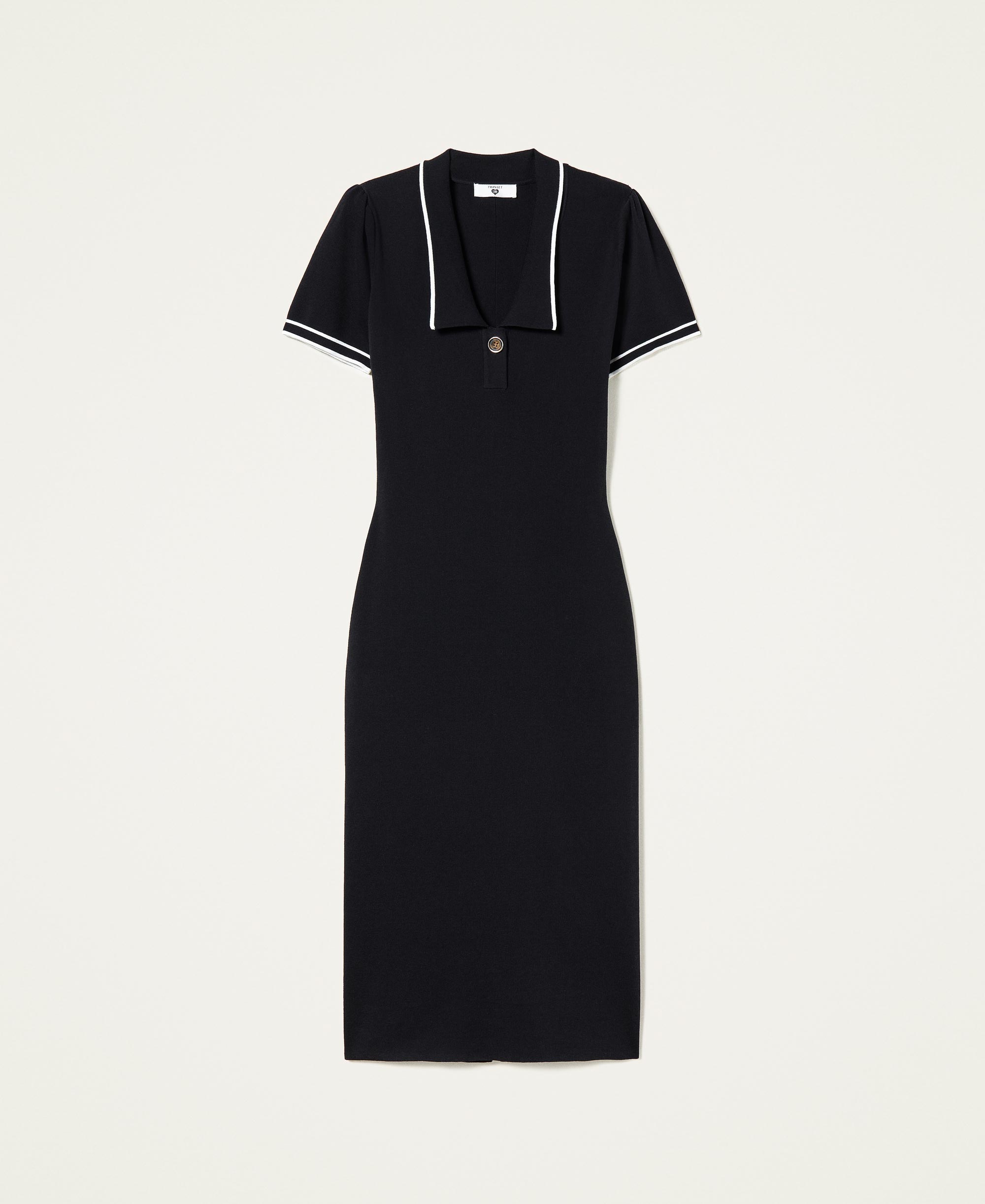 Fitted knit dress Woman, Black ...