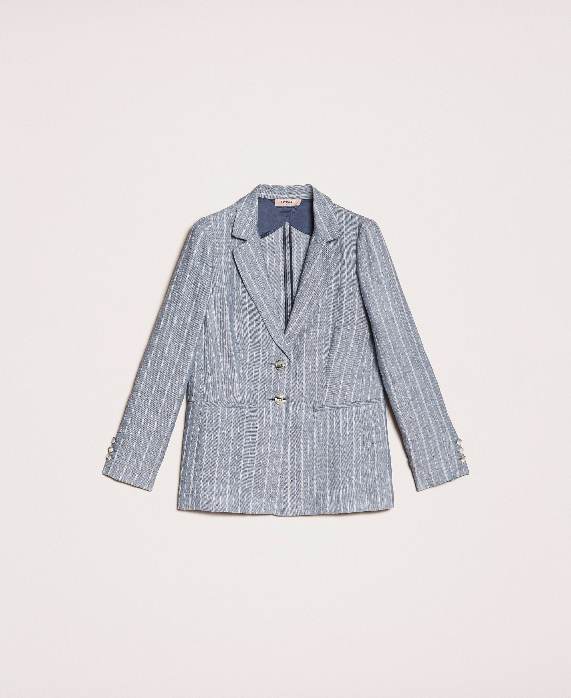Blazer Uomo Bar III Slim Fit In Lino Blu Chiaro - Taglia 40 Lungo - Giacca Abito Singolo Petto