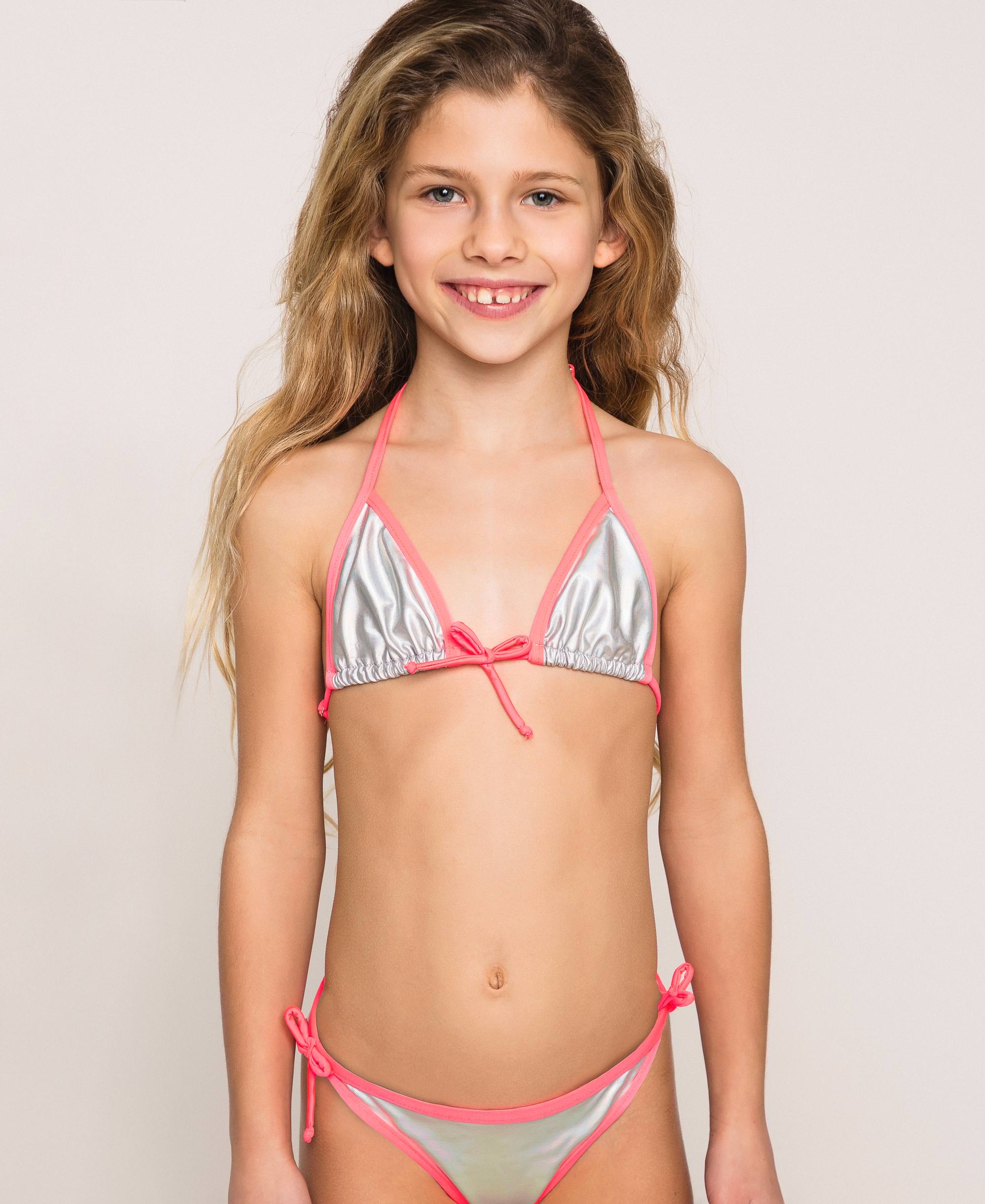 Iridescent Fabric Bikini Child Pink Twinset Milano