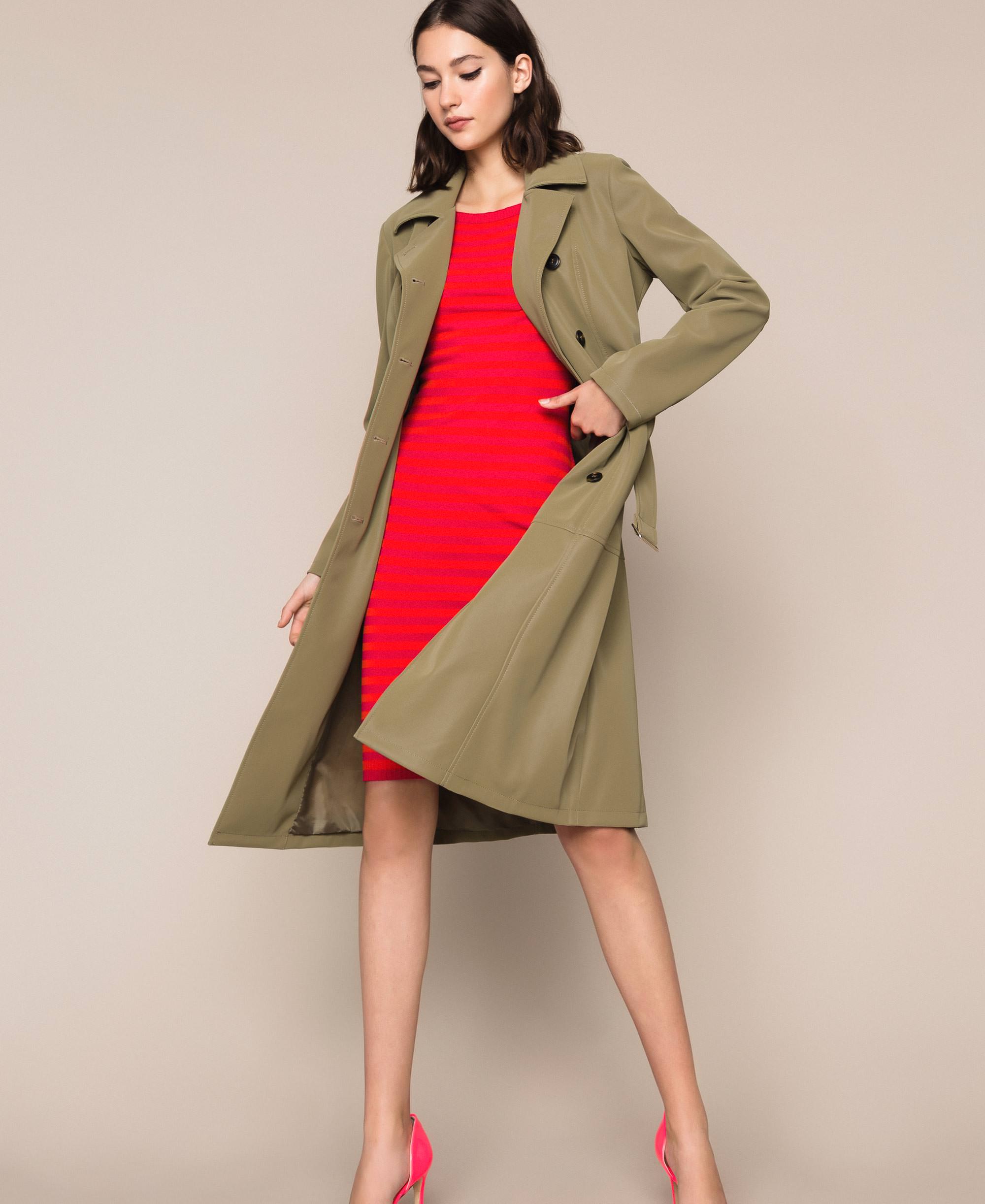 Faux leather trench coat Woman Green TWINSET Milano