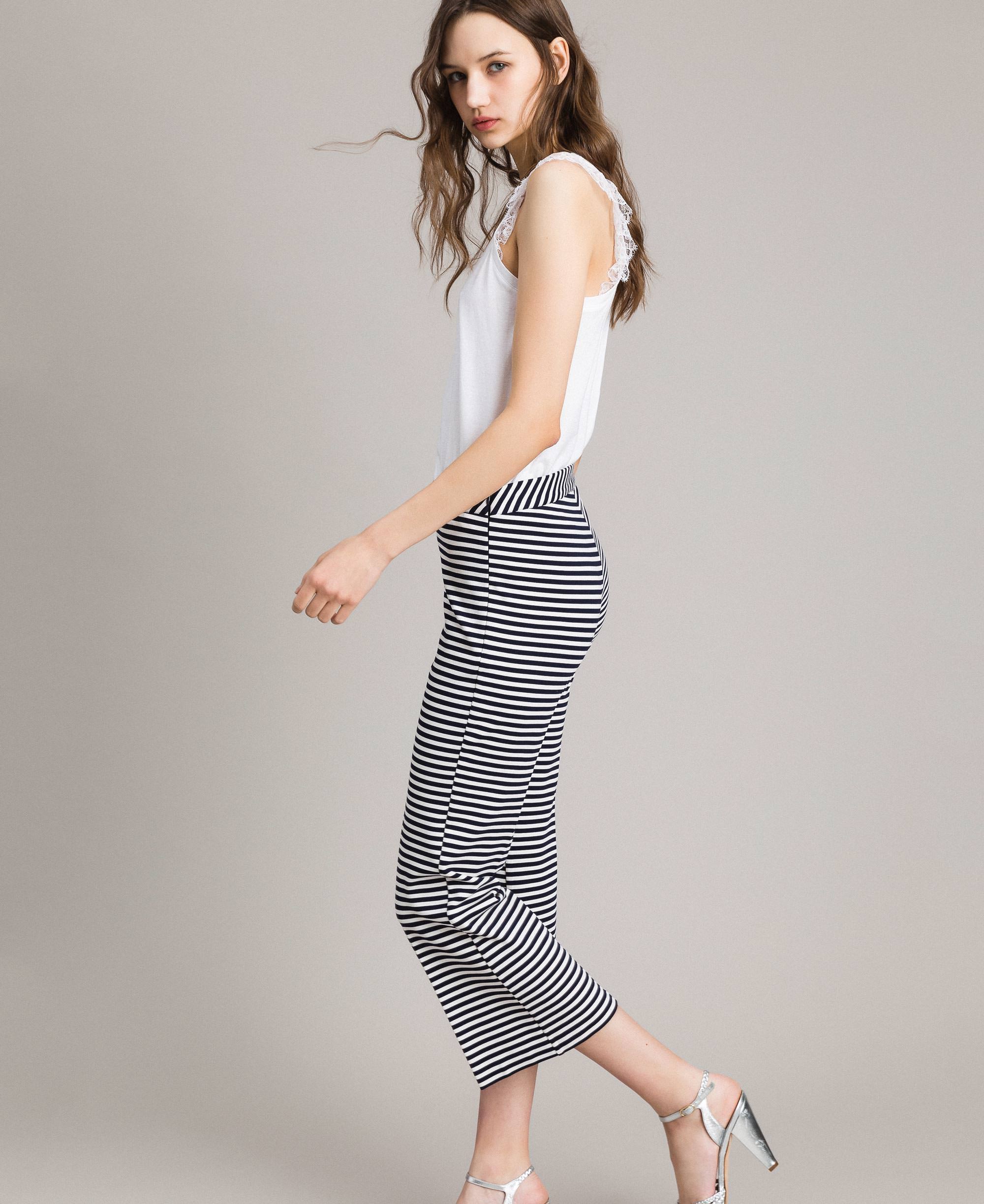 Wide Leg Striped Trousers in Multicolour