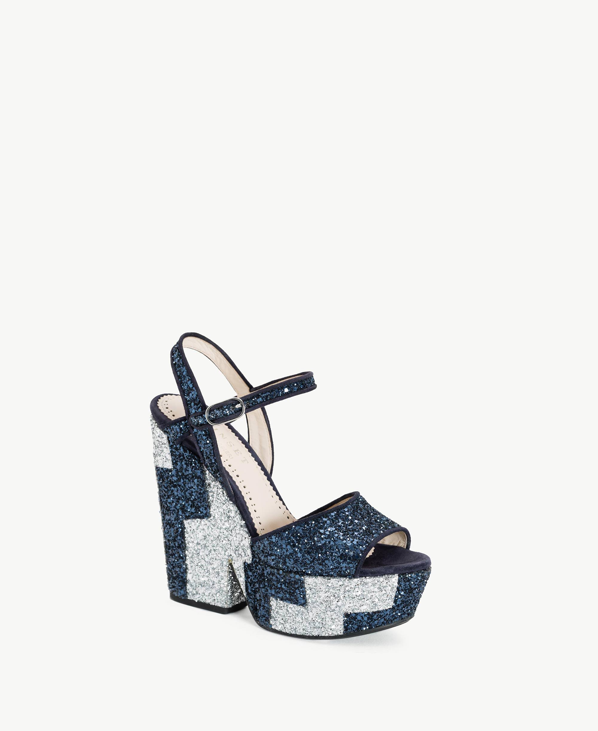 0500~Glittered Sandals with Double See-Through Strap 10cm main image 0
