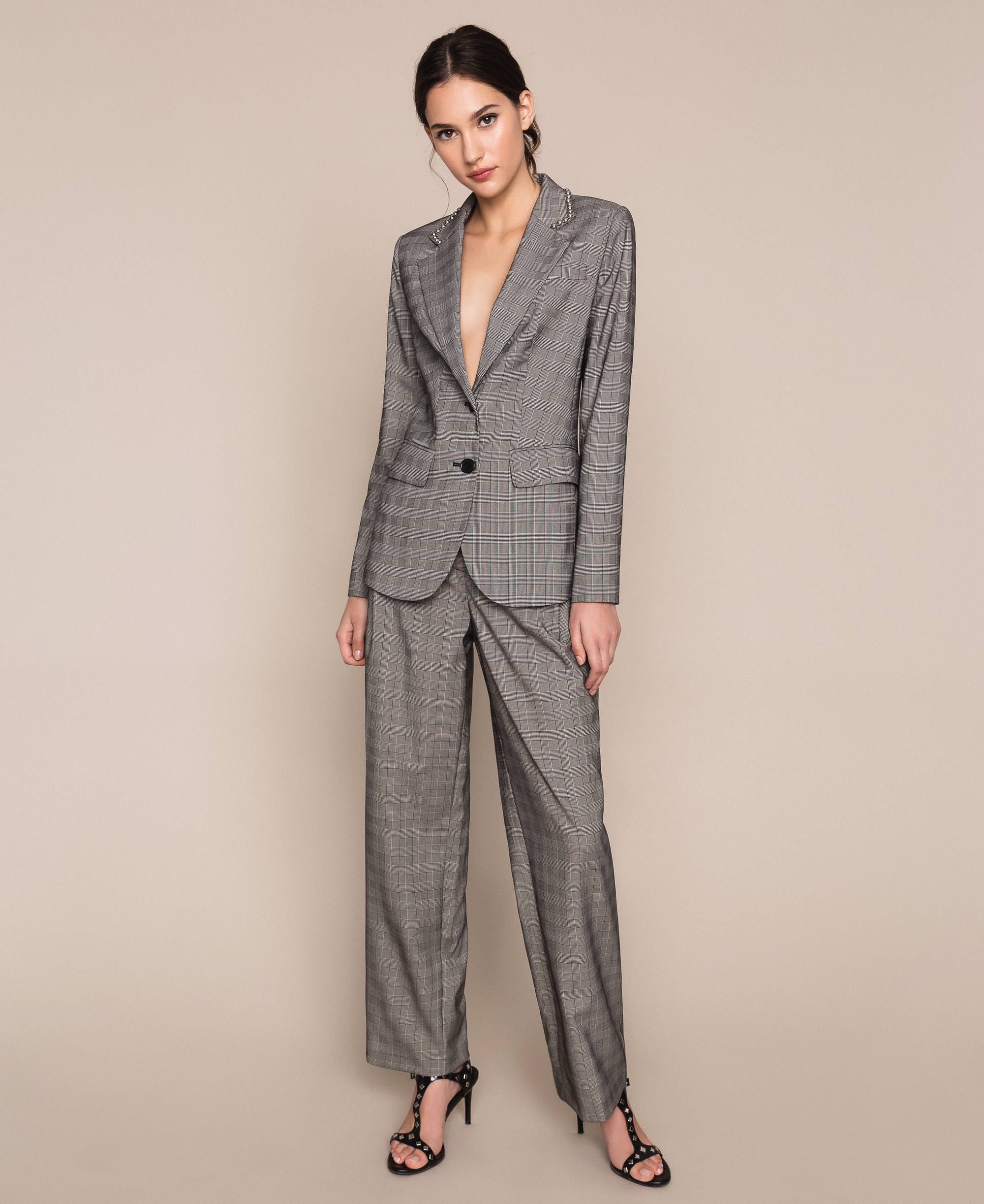 Glen plaid blazer Woman, Grey | TWINSET Milano