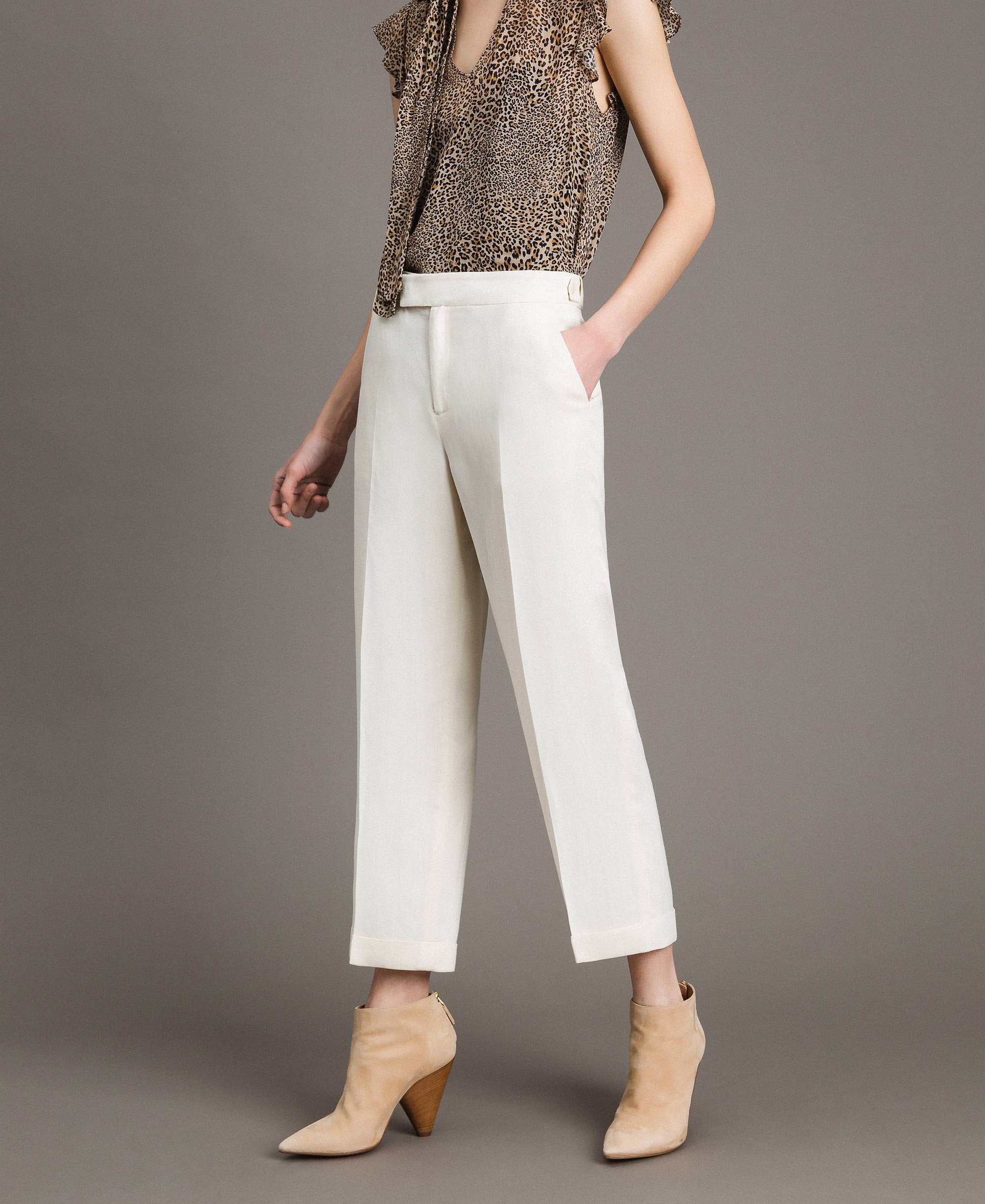 Linen blend cropped trousers