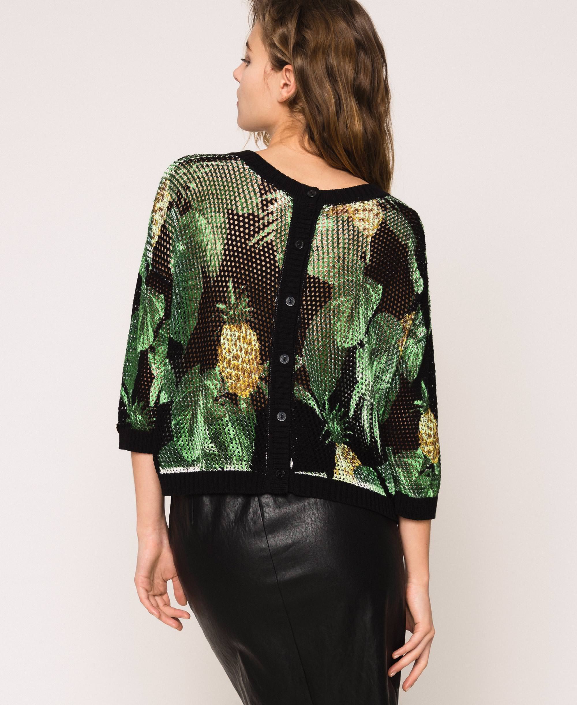 Mesh stitch jumper-cardigan Woman 