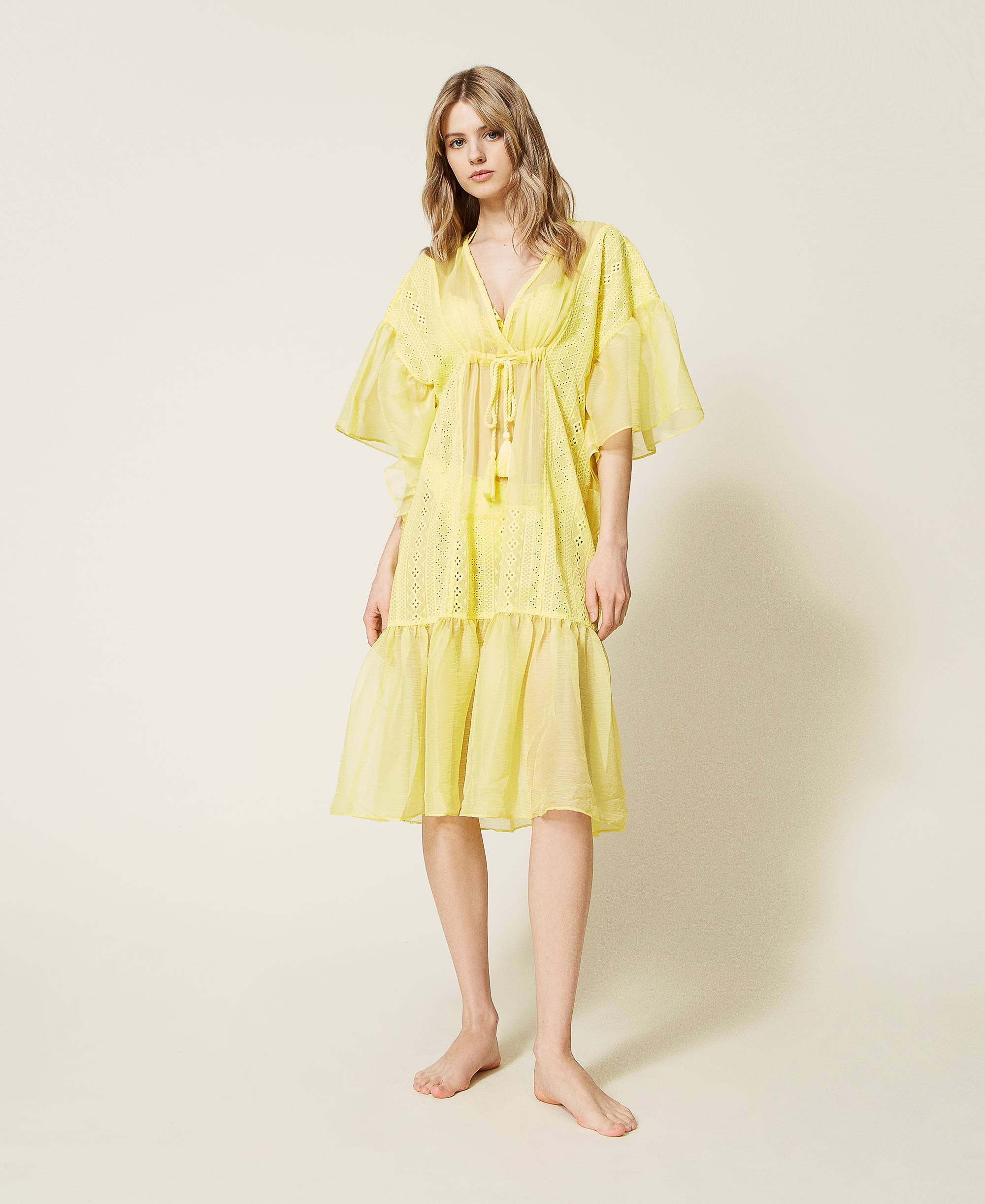 Midi kaftan dress with belt Woman 