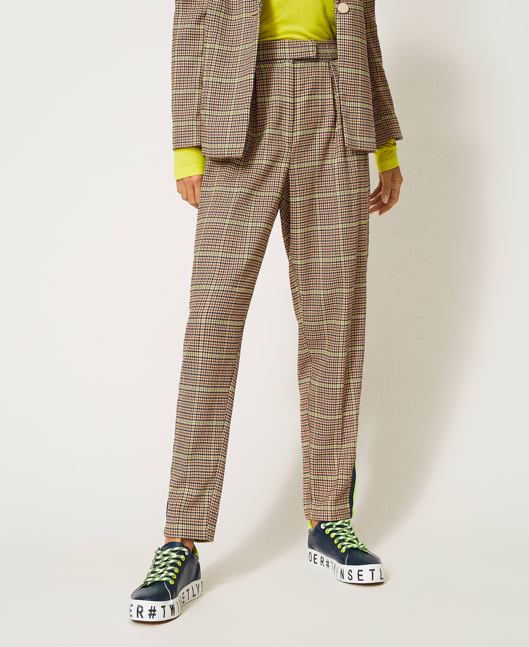 Houndstooth trousers Woman, Beige 