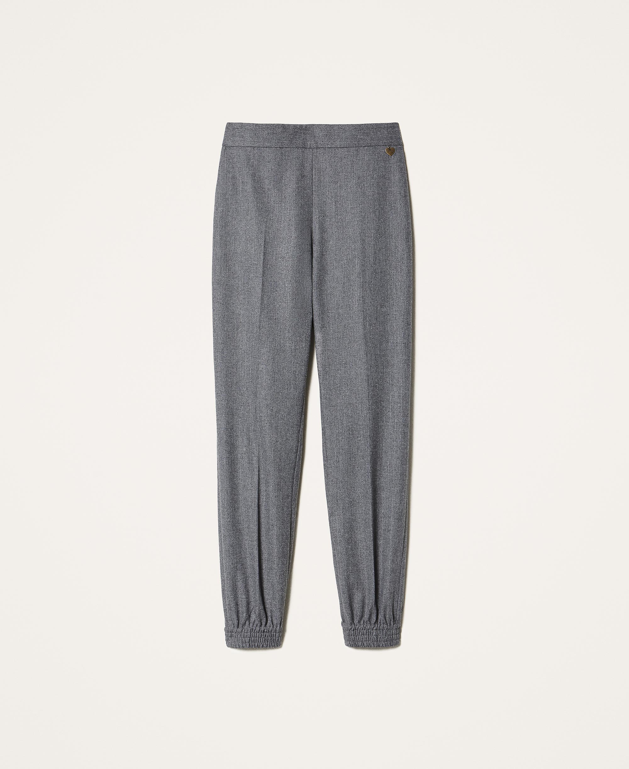 Pantaloni jogging in misto lana Donna, Bianco | TWINSET Milano