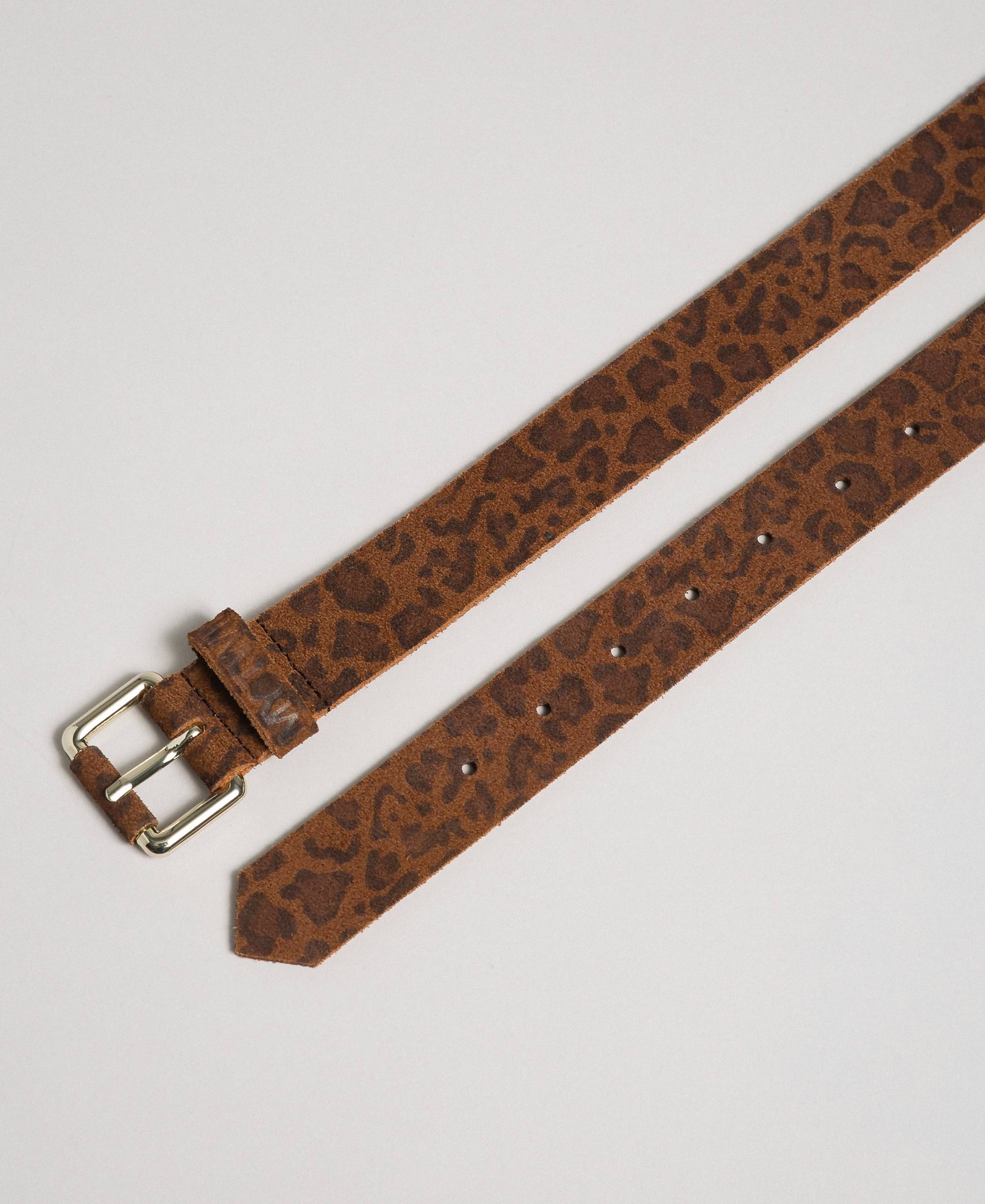 Animal print leather belt